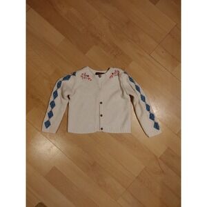 Catimini brand France White cardigan girls Pink sweater flowers size 3